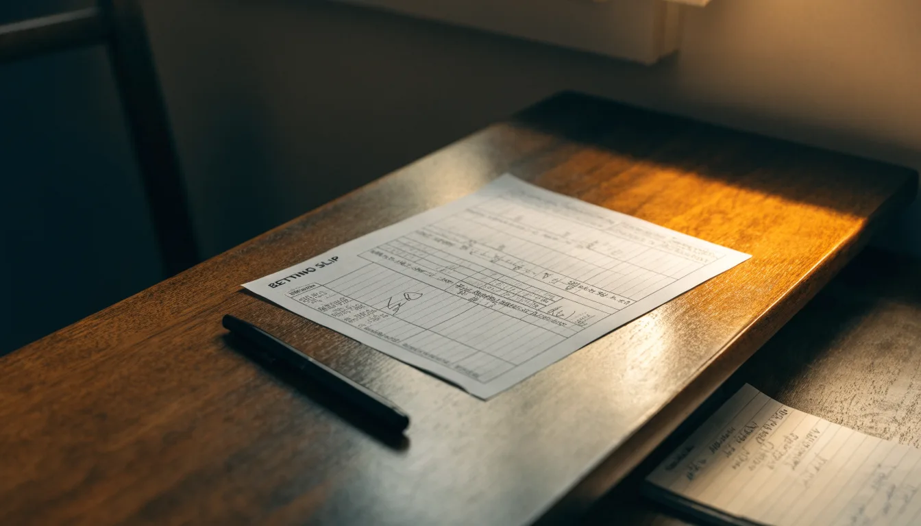 Un foglio di concessione in carta con un timbro rosso, appoggiato su una scrivania di legno accanto a una penna