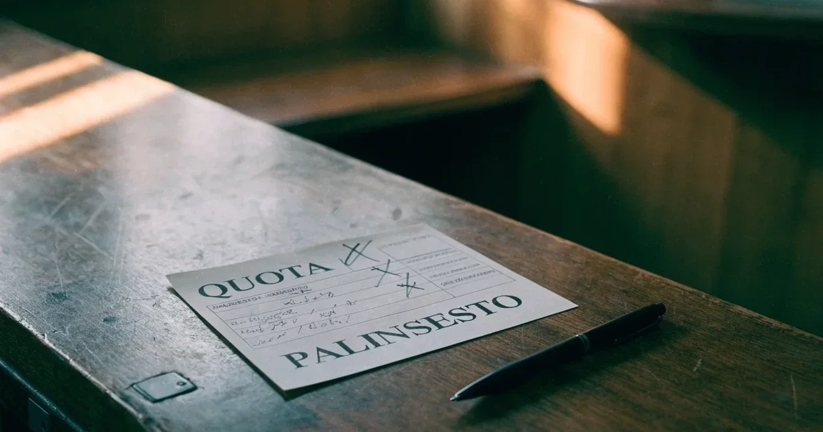 Una schedina con diverse selezioni segnate a penna su un bancone di legno