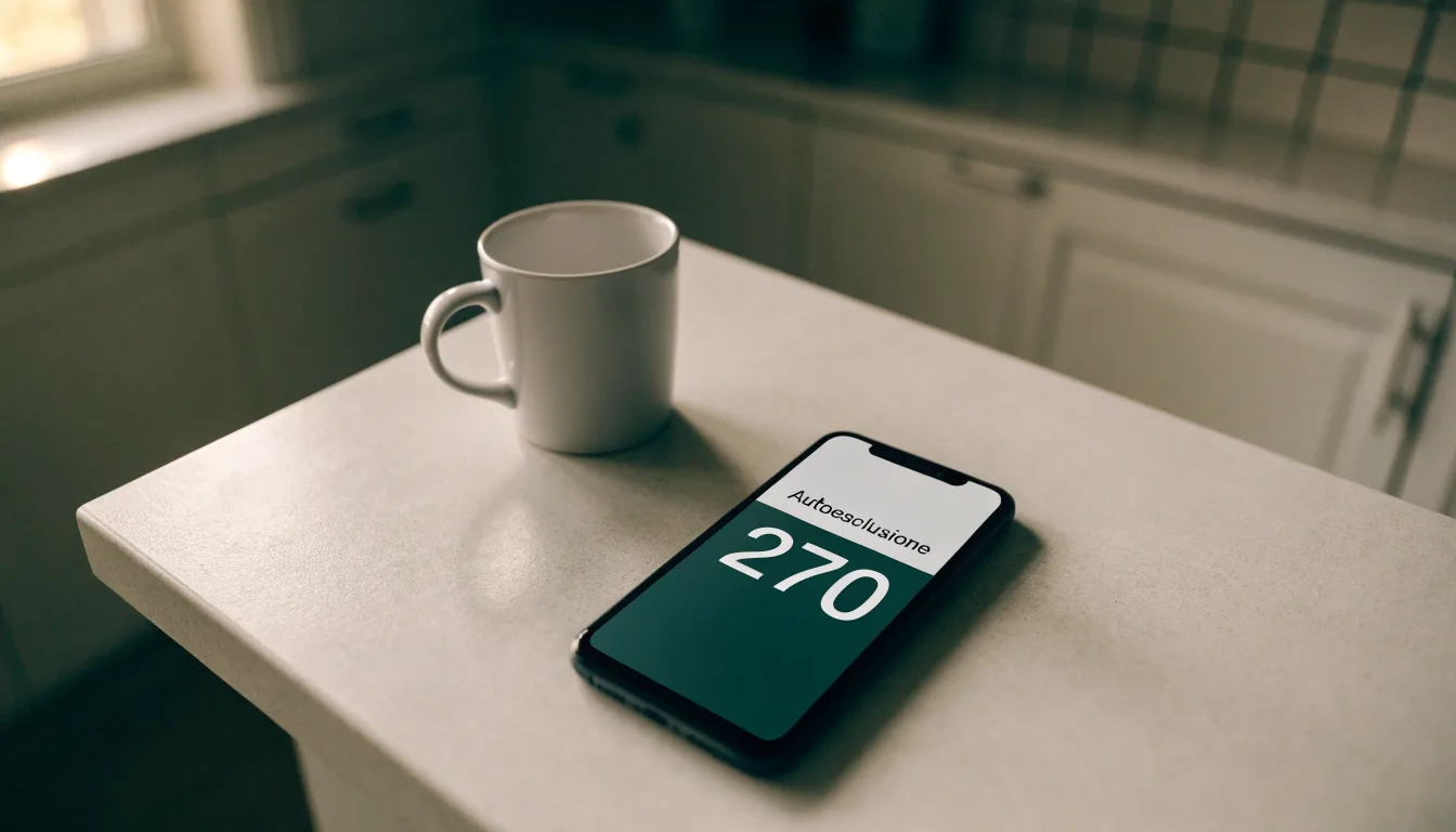 Un documento di identità appoggiato accanto a uno smartphone con un timer sullo schermo, su un tavolo da cucina